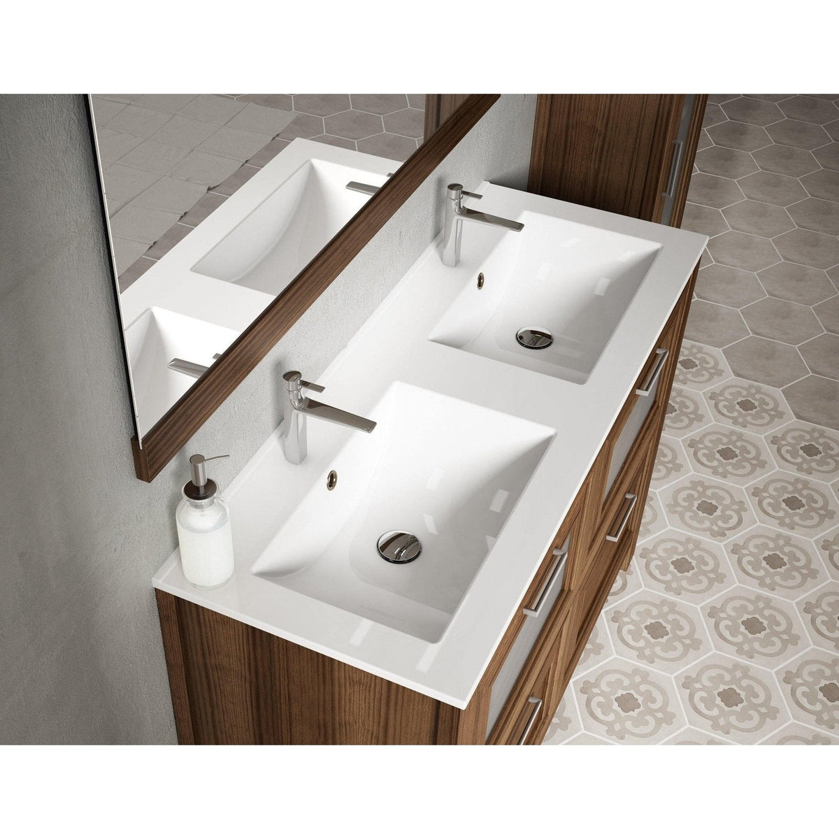 Lucena Bath 80" DÃ©cor Tirador Floating Double Vanities in White / Black / Grey / Silver - Backyard Provider
