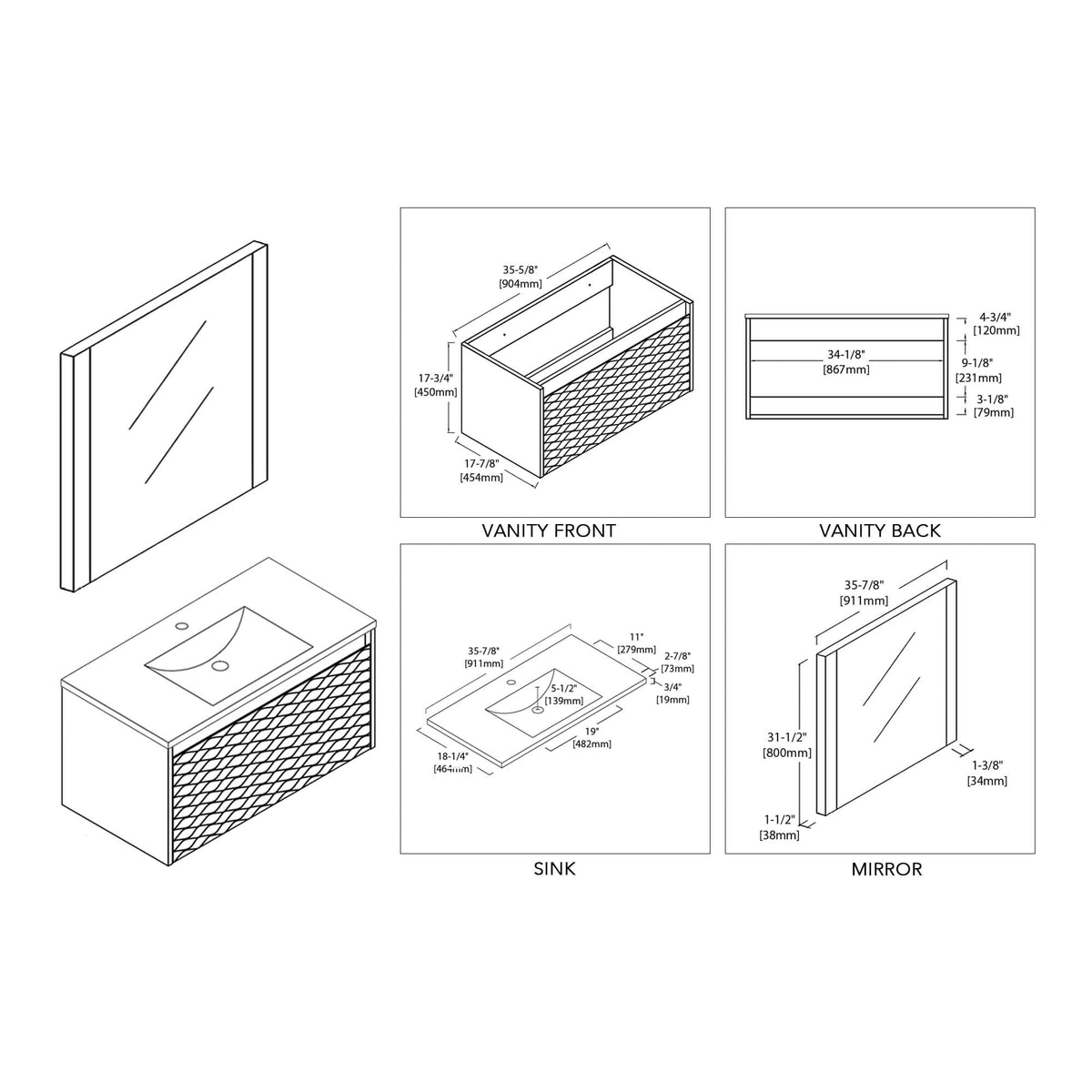 Blossom Paris 36 Inch Bathroom Vanity - V8008 36 15 - Backyard Provider
