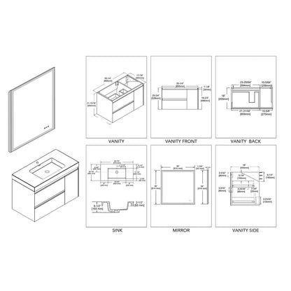 Blossom Berlin – 36 Inch Vanity – Glossy White & Glossy Grey - V8019 36 01 - Backyard Provider
