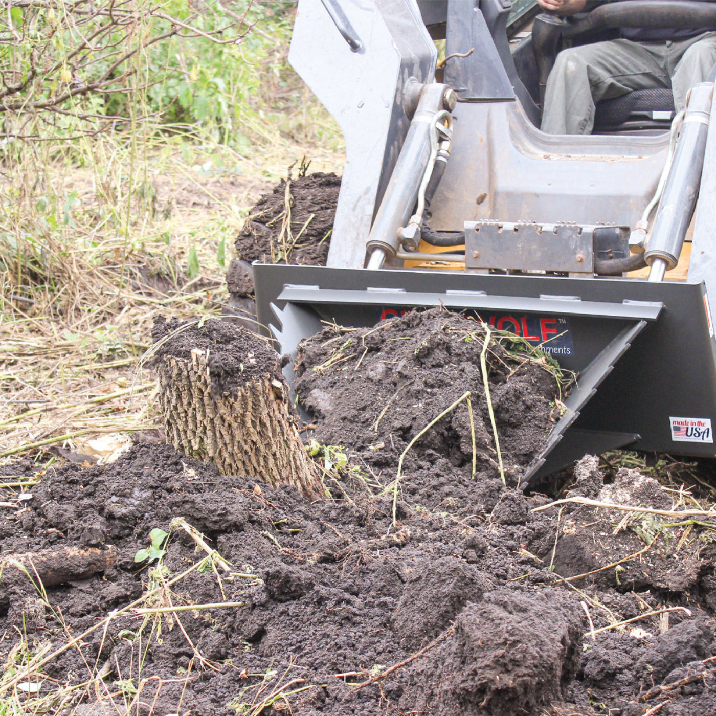 Grey Wolf Skid Steer Stump Bucket  - (1062)
