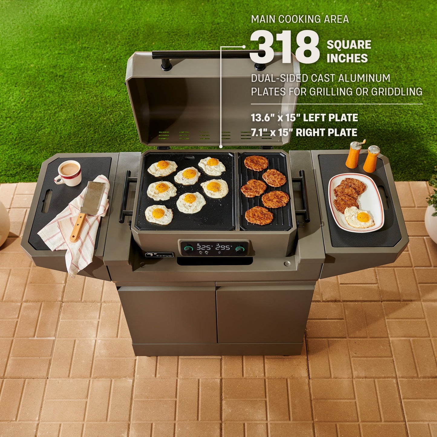 TYTUS Emberwood Electric Grill and Griddle with Grill and Prep Cart  - TDT-CRT-EGRD