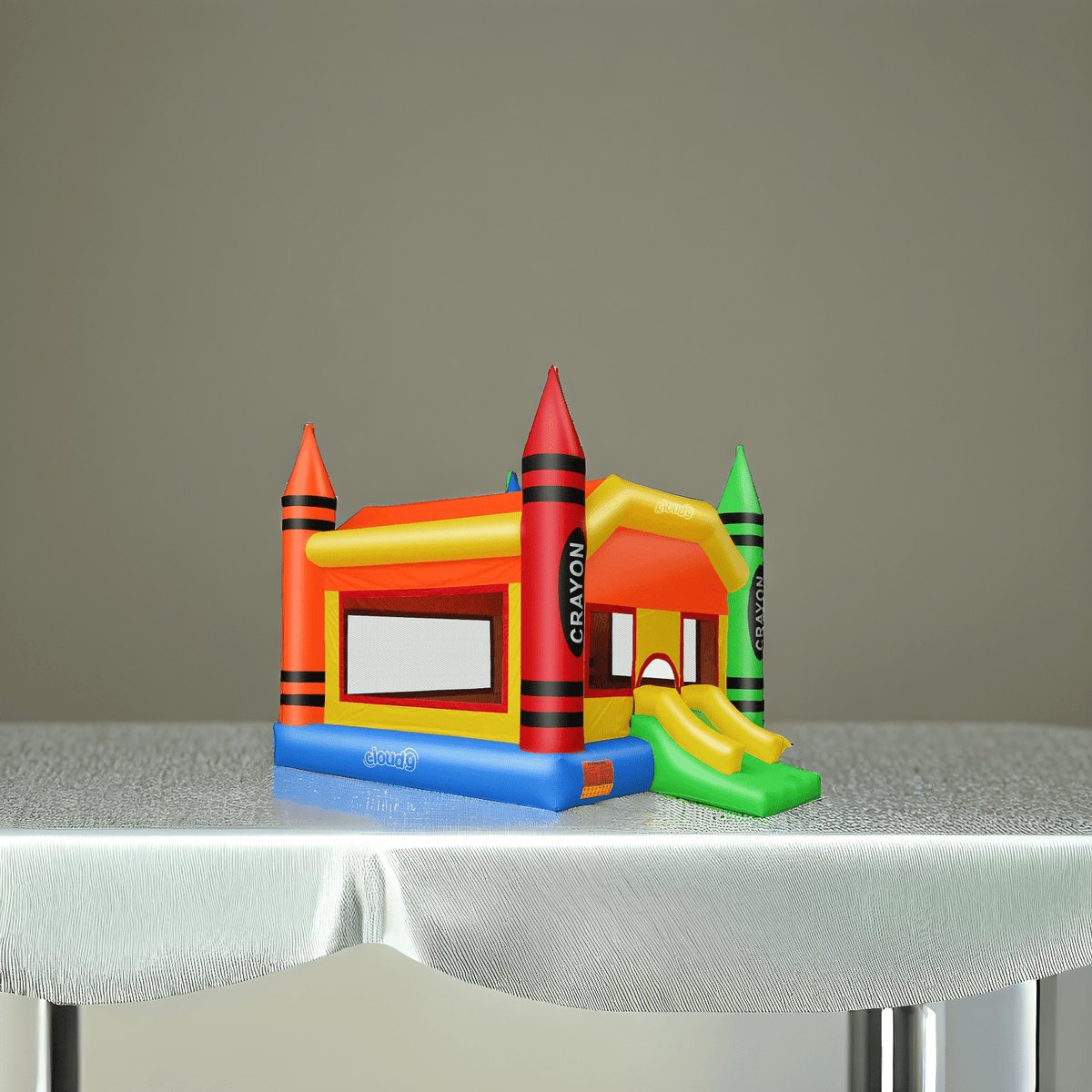 Crayon Inflatable Bounce House with Slide and Air Blower - Cloud 9