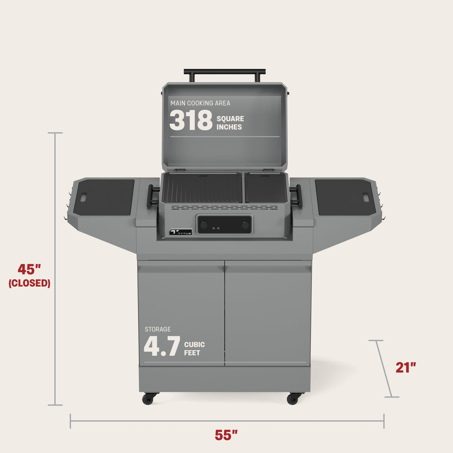 TYTUS Emberwood Electric Grill and Griddle with Grill and Prep Cart  - TDT-CRT-EGRD