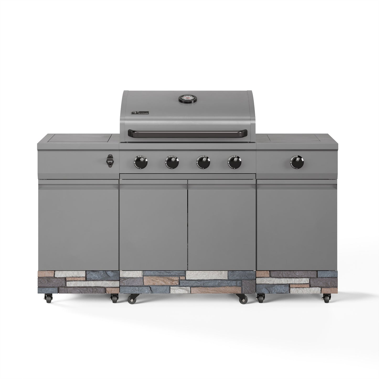 TYTUS Fresno 5-Burner LP/NG Convertible Grill in Gunmetal + Ash Stone - TDT-021-0104