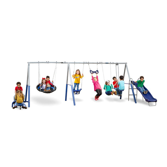 XDP Fun All Mighty Swing Set w/See Saw, Super Disc, Swings, & Slide (Used) - 305926