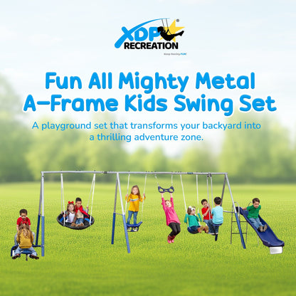 XDP Recreation Fun Swing Set w/See Saw, Super Disc, Swings, & Slide (For Parts) - 306311
