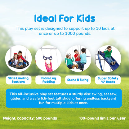 XDP Fun All Mighty Swing Set w/See Saw, Super Disc, Swings, & Slide (Used) - 305926