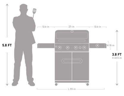 Monument Grills Mesa 415BZ Series | 4 Burner Propane Gas Grill in Stainless Steel - M415BZ