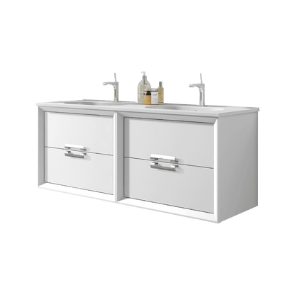Lucena Bath 64" DÃ©cor Tirador Double Floating Vanities in White / Black / Grey / Silver - Backyard Provider