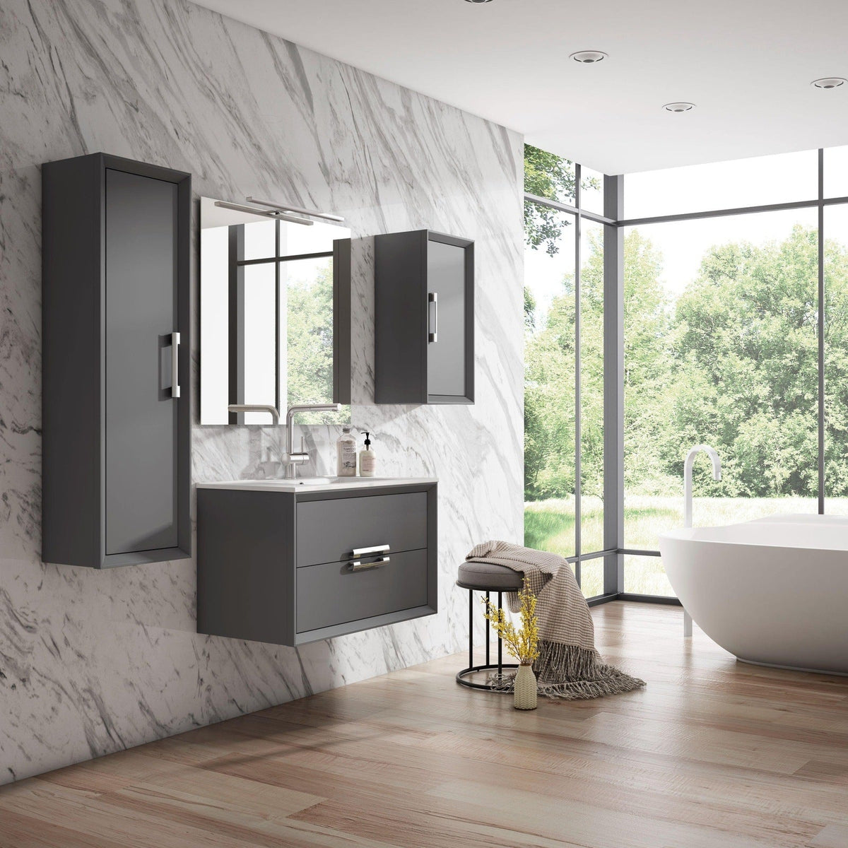 Lucena Bath 24" DÃ©cor Tirador Vanity in White, Black, Gray or White and Silver. - Backyard Provider