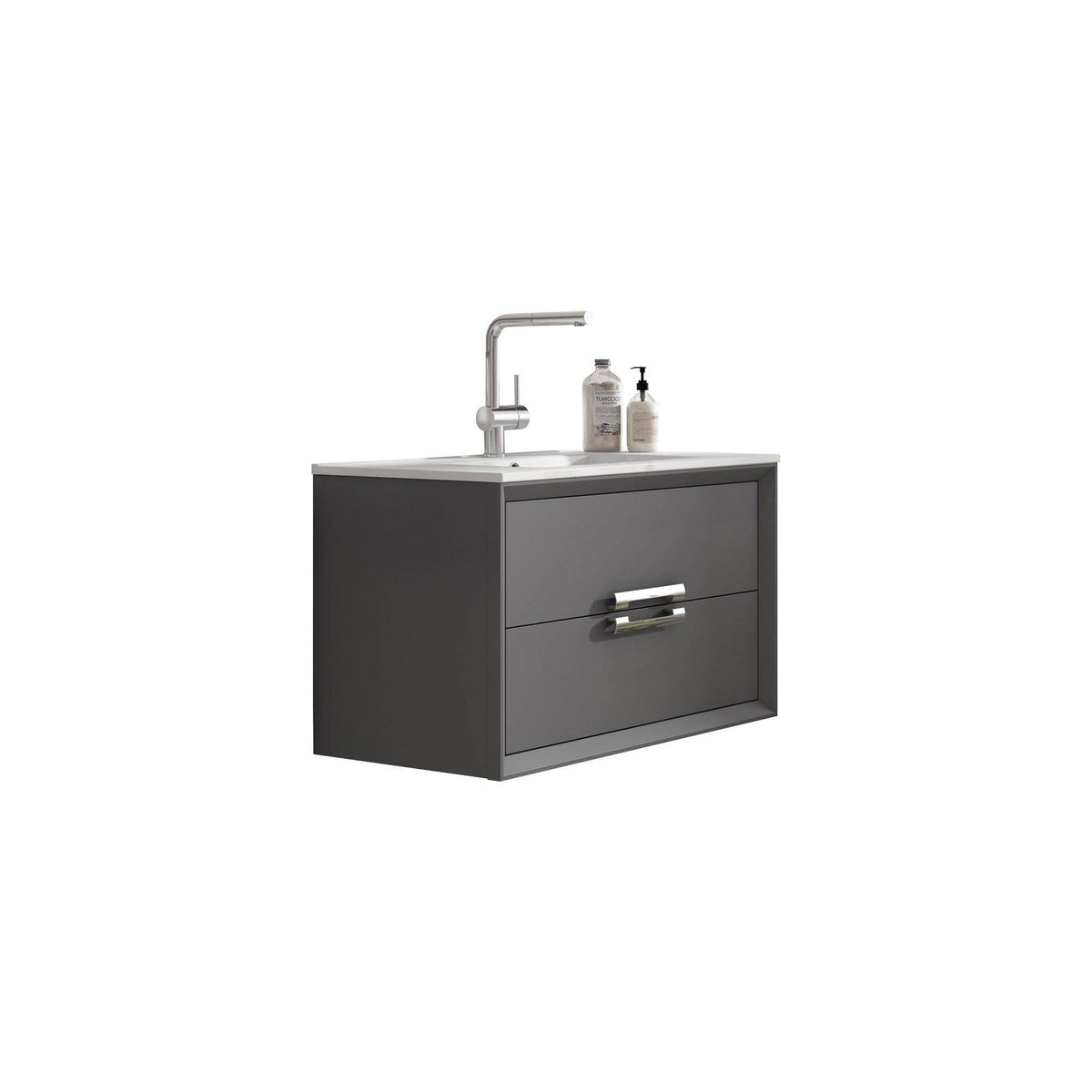 Lucena Bath 40" DÃ©cor Tirador Floating Vanity in White, Black, Gray or White and Silver. - Backyard Provider