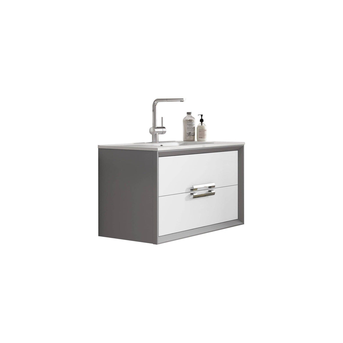 Lucena Bath 24" DÃ©cor Tirador Vanity in White, Black, Gray or White and Silver. - Backyard Provider