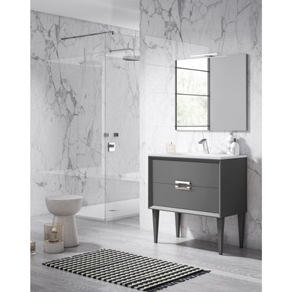 Lucena Bath 32" DÃ©cor Tirador  Freestanding Vanity in White, Black, Gray or White and Silver. - Backyard Provider