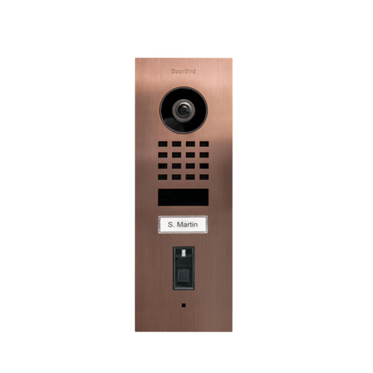 DoorBird D1101FV Fingerprint 50 Flush-Mount IP Video Door Station, 1 Call Button in Bronze - 423872196