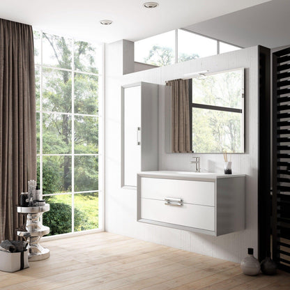 Lucena Bath 32" DÃ©cor Tirador Floating Vanity in White, Black, Gray or White and Silver. - Backyard Provider