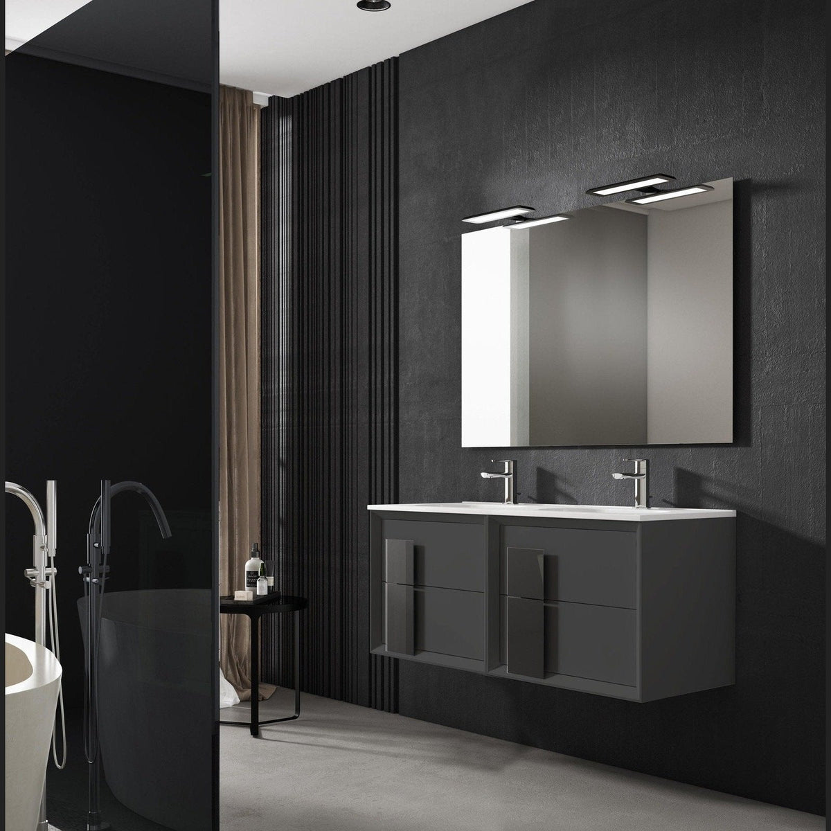 Lucena Bath DÃ©cor Cristal 80" Double Floating Vanity in White / Black / Grey - Backyard Provider