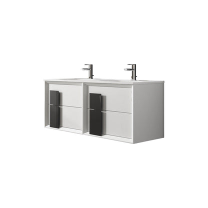 Lucena Bath 64" DÃ©cor Cristal Double Floating Vanity in White / Black / Grey - Backyard Provider