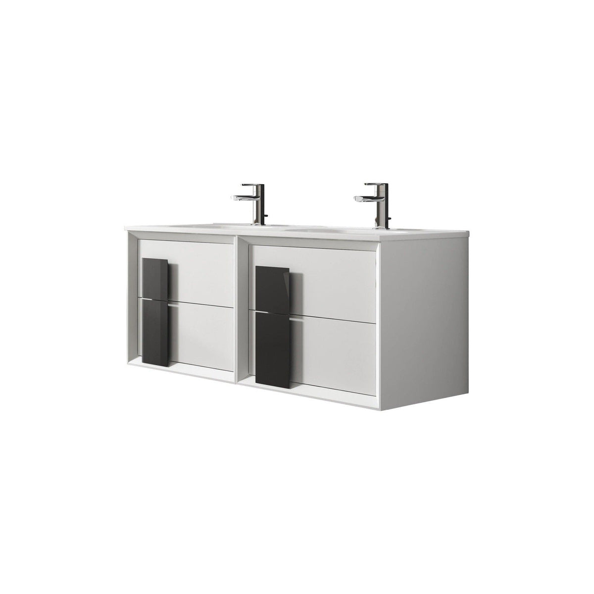 Lucena Bath DÃ©cor Cristal 80" Double Floating Vanity in White / Black / Grey - Backyard Provider