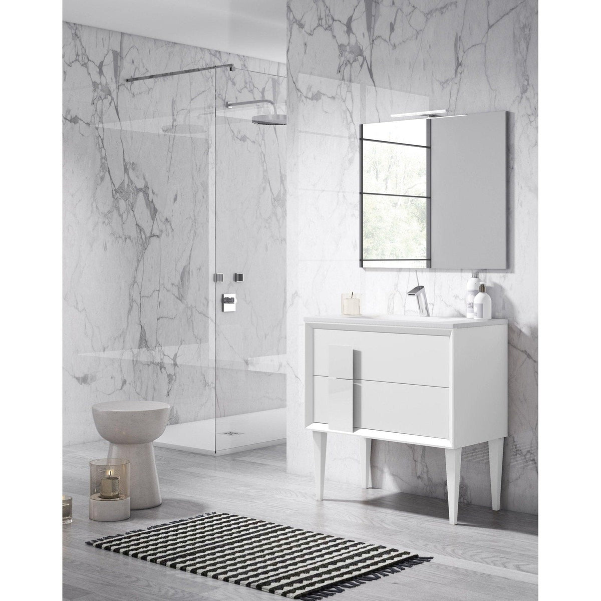 Lucena Bath DÃ©cor Cristal 24" Freestanding Bathroom Vanity in White/Black or Grey and glass handle - Backyard Provider