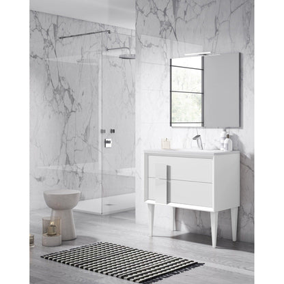 Lucena Bath DÃ©cor Cristal 24" Freestanding Bathroom Vanity in White/Black or Grey and glass handle - Backyard Provider