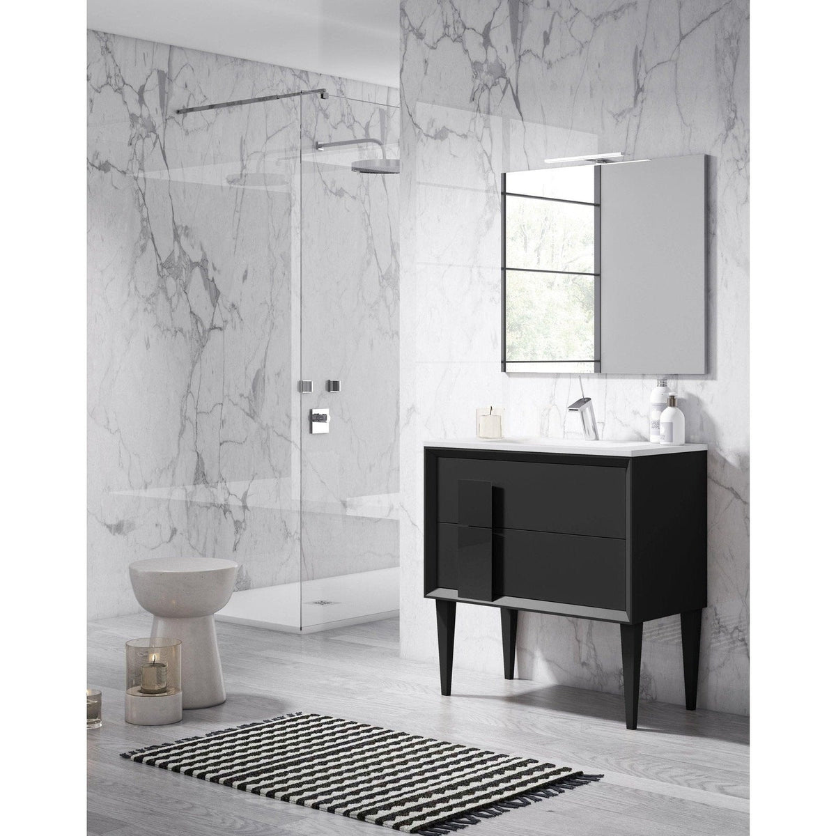 Lucena Bath DÃ©cor Cristal 24" Freestanding Bathroom Vanity in White/Black or Grey and glass handle - Backyard Provider