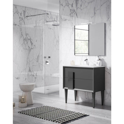 Lucena Bath 40" DÃ©cor Cristal Freestanding Vanity in White / Black / Grey and glass handle - Backyard Provider