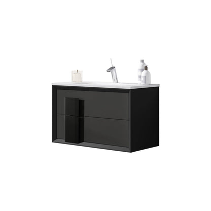 Lucena Bath 40" DÃ©cor Cristal Floating Vanity in White /Black / Grey - Backyard Provider