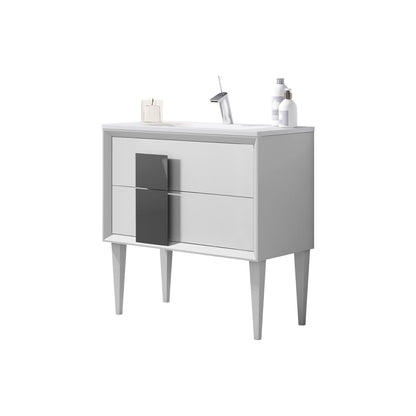 Lucena Bath DÃ©cor Cristal 24" Freestanding Bathroom Vanity in White/Black or Grey and glass handle - Backyard Provider