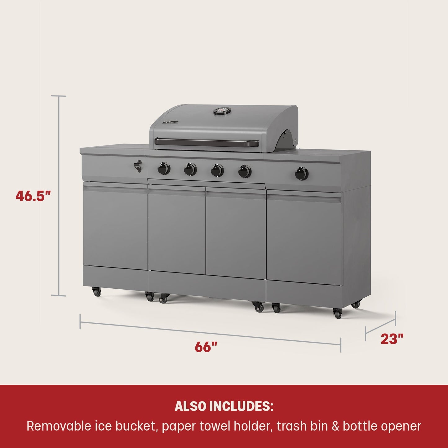 TYTUS Fresno 5-Burner LP/NG Convertible Grill in Gunmetal + Graphite Stone -  -TDT-021-0103