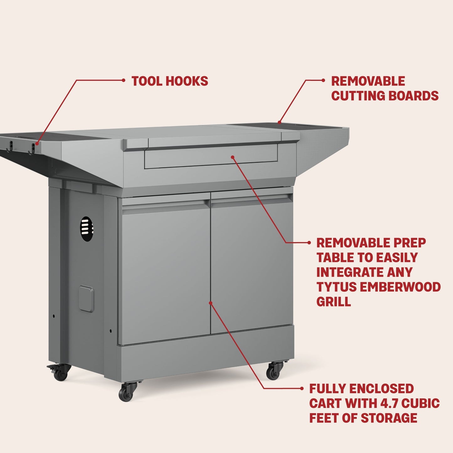 TYTUS Emberwood Grill and Prep Cart - TDT-GHS-XLCT