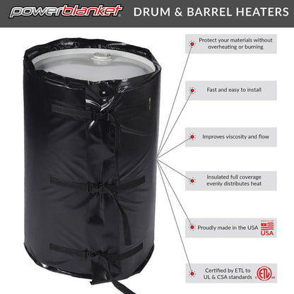 Powerblanket BH15PRO 15 Gallon Drum Heating Blanket 145°F Max Adjustable Controller New - BH15PRO