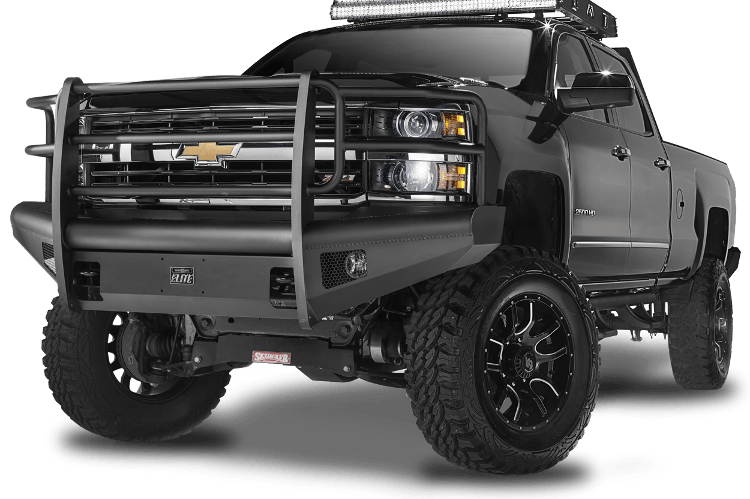Fab Fours CH08-Q2060-1 Chevy Silverado 2500/3500 2007.5-2010 Black Steel Elite Front Bumper with Full Guard