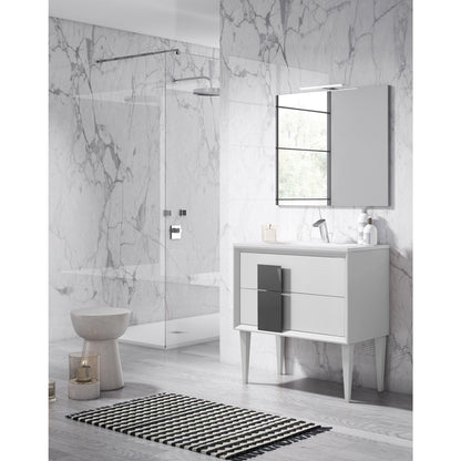 Lucena Bath DÃ©cor Cristal 24" Freestanding Bathroom Vanity in White/Black or Grey and glass handle - Backyard Provider