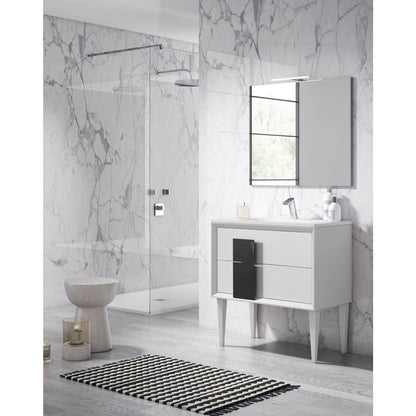 Lucena Bath DÃ©cor Cristal 24" Freestanding Bathroom Vanity in White/Black or Grey and glass handle - Backyard Provider