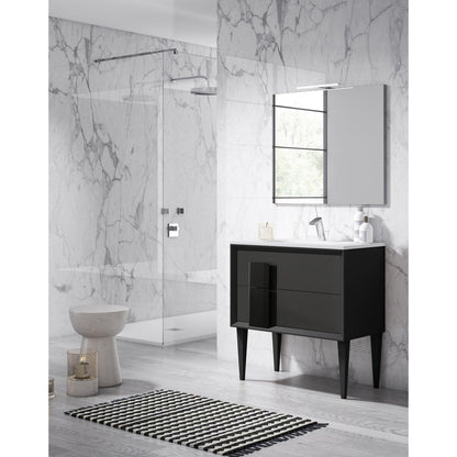 Lucena Bath 32" DÃ©cor Cristal Freestanding Vanity in White/Black/Grey and glass handle - Backyard Provider