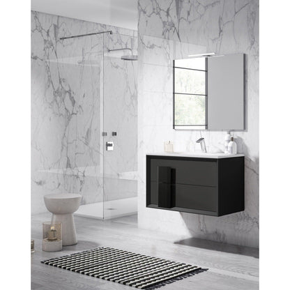 Lucena Bath 64" DÃ©cor Cristal Double Floating Vanity in White / Black / Grey - Backyard Provider