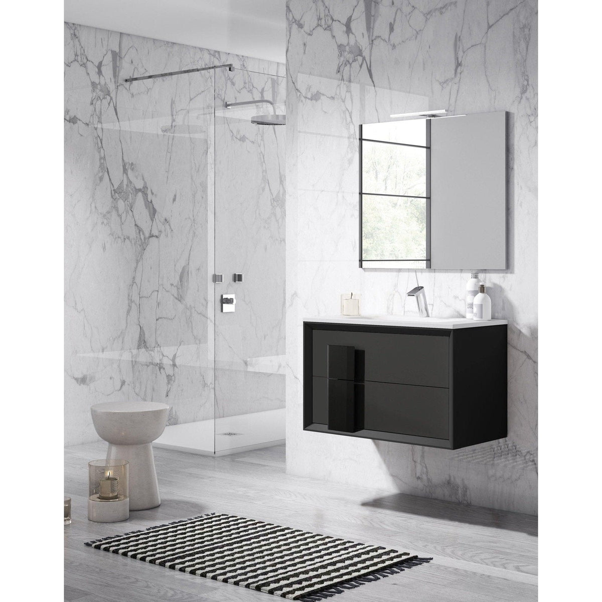Lucena Bath 40" DÃ©cor Cristal Floating Vanity in White /Black / Grey - Backyard Provider