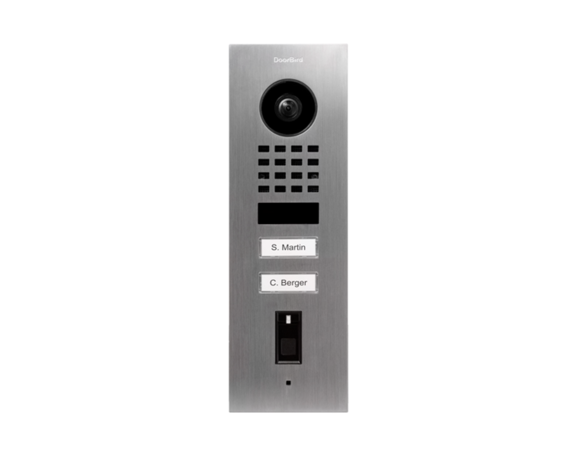 DoorBird D1102FV Fingerprint 50 Flush-Mount IP Video Door Station, 2 Call Button in  Stainless Steel V4A - 423872301