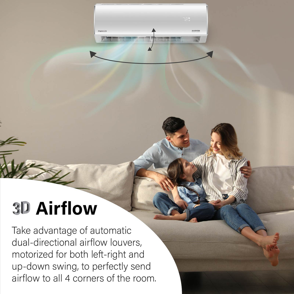 Pioneer Diamante Essenza 11,500 BTU 17 SEER2 230V High-Wall Ductless Mini-Split Air Conditioner Inverter Heat Pump with 16 Ft. Kit - WYT012GLUI17RL