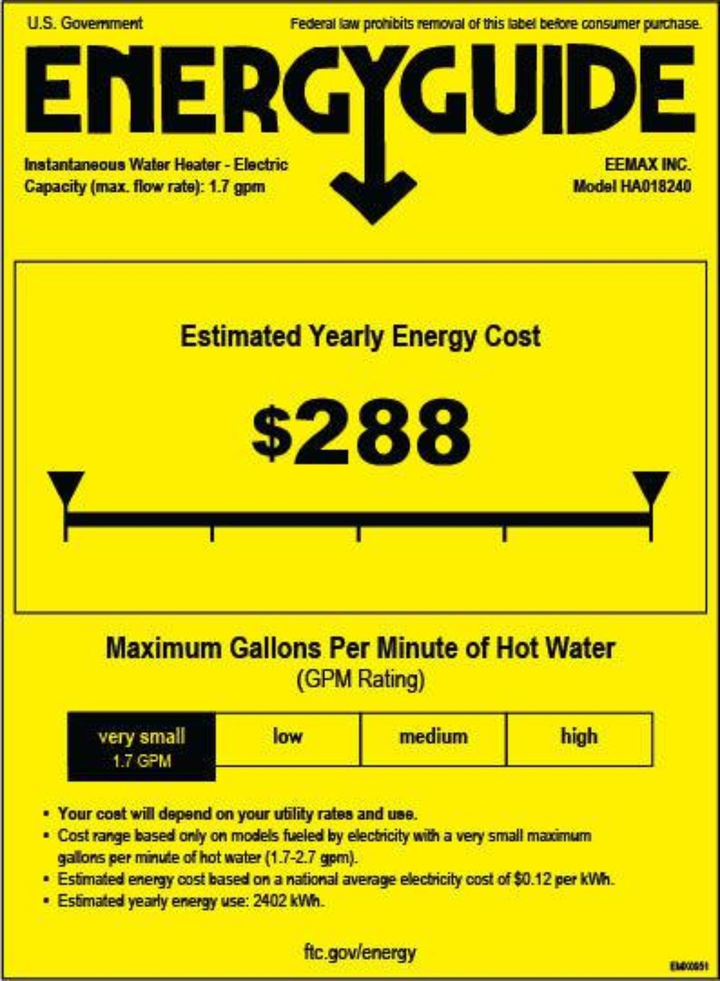 Eemax HomeAdvantage II 13kW 240V Electric Tankless Water Heater - EHA013240