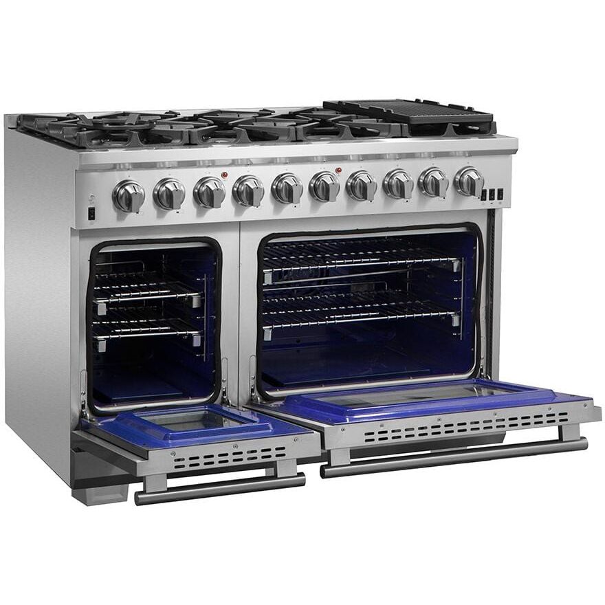 Forno Appliance Package - 48 Inch Pro Gas Range, Refrigerator, Microwave Drawer, Dishwasher, AP-FFSGS6260-48-7