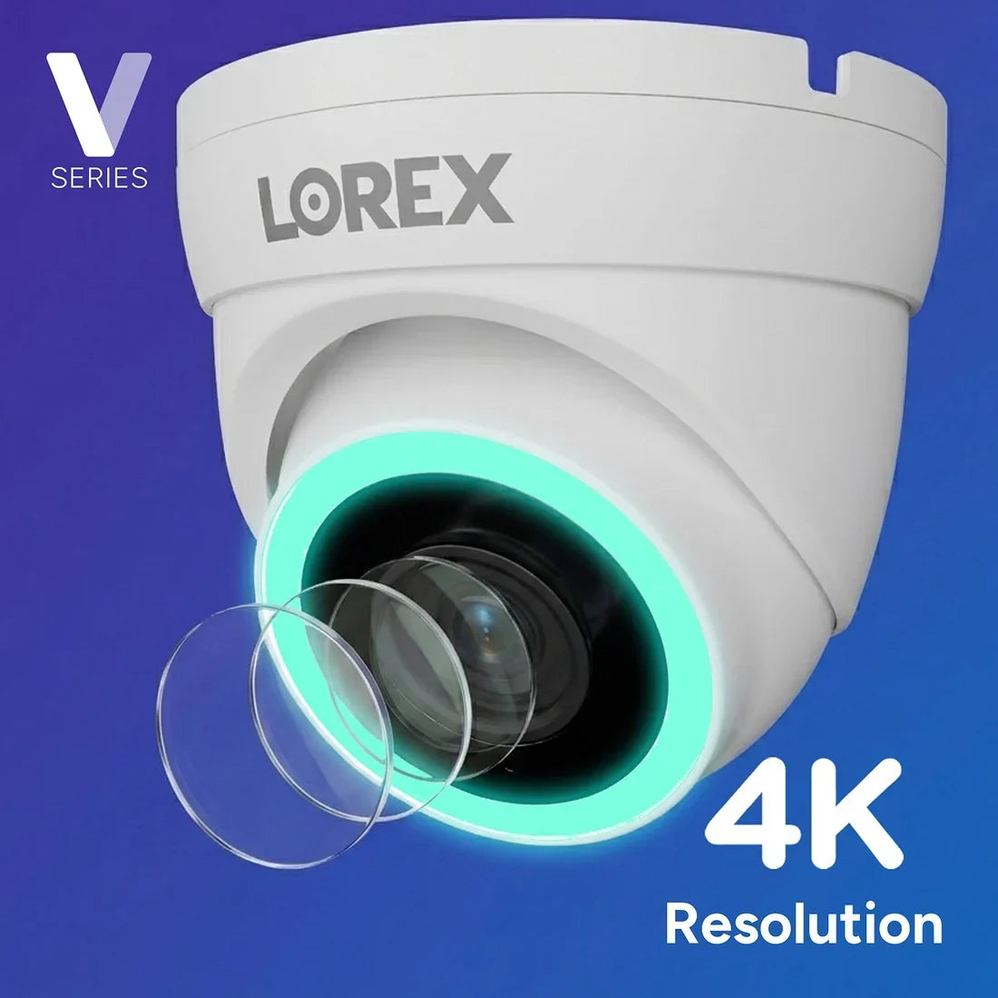 Lorex Connect (New App) | V-Series | 8Ch 4K NVR System | 3 V5 Dome PoE Cameras (Cables not included)