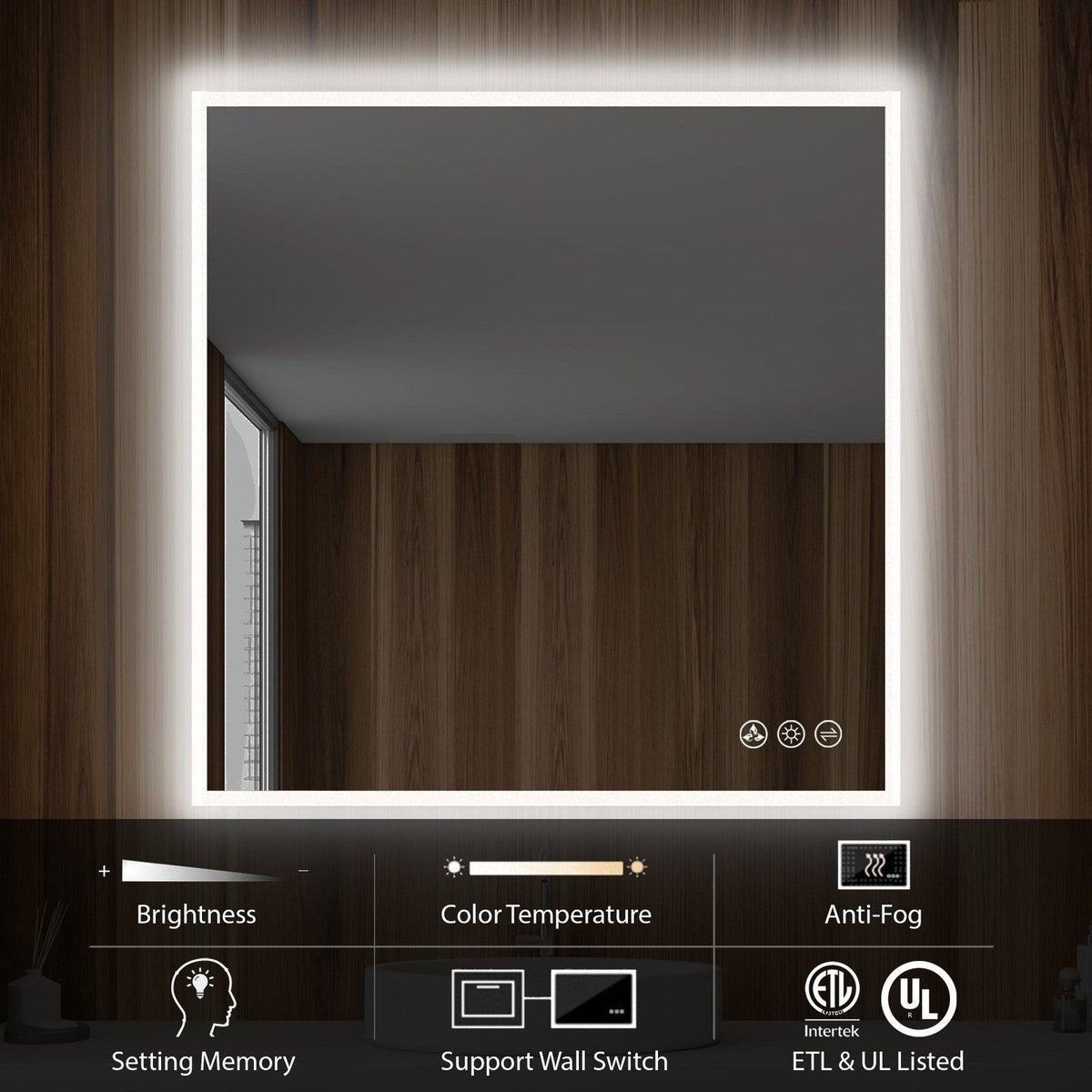 Blossom Beta 36″x36″ LED Mirror with Frosted Sides - LED M2 3636 - Backyard Provider