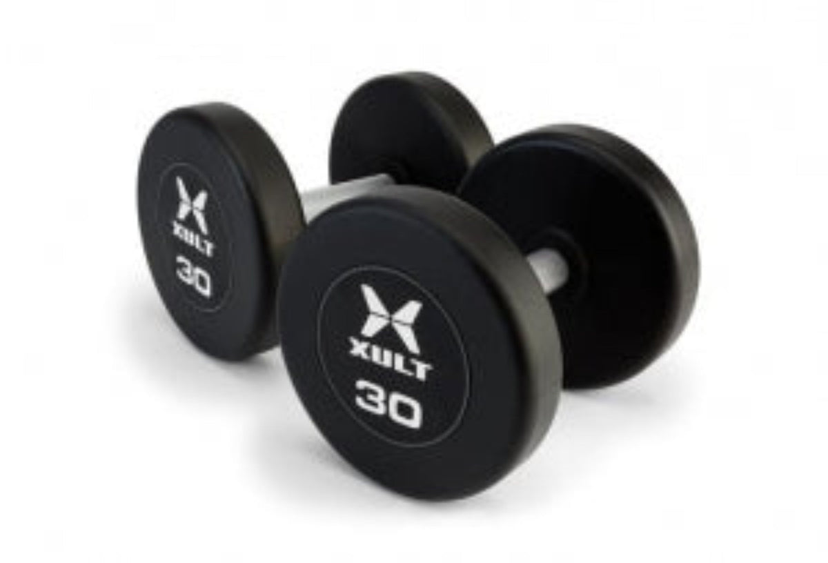 Johnson Health Tech XULT Rubber Hex Dumbbell Pairs and Sets - XULT Rubber Hex Dumbbell Pair in Black, 50 lb. - XT-050RBR-HEX