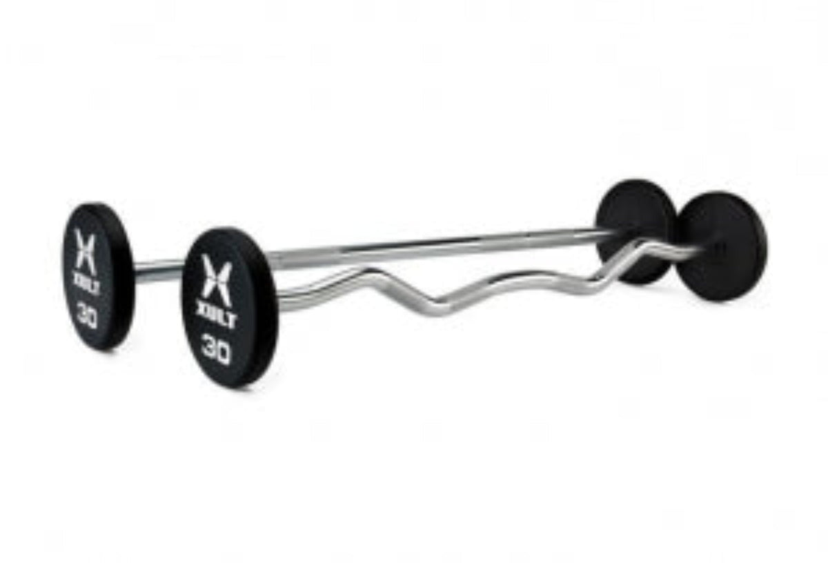 Johnson Health Tech XULT Urethane Straight Barbells - XULT Urethane Straight Barbell, Black Plus, 80 lb. - XT-080URE-BBST-P