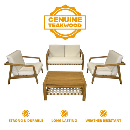 Luna 4-Piece Teakwood Deep Seating Patio Set