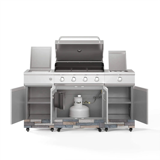 TYTUS Fresno 5-Burner LP/NG Convertible Grill in Stainless Steel + Ash Stone - TDT-021-0704
