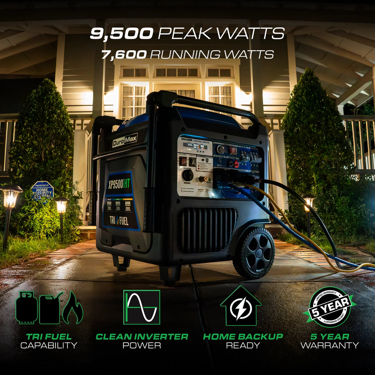 DuroMax 9,500 Watt Portable Dual Tri Inverter Generator w/ CO Alert