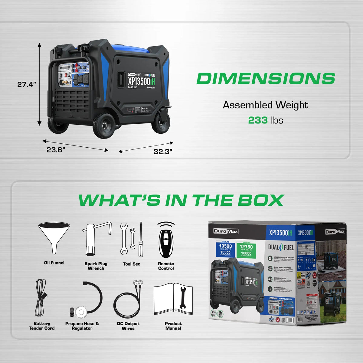 DuroMax 13,500 Watt Portable Dual Fuel Inverter Generator w/ CO Alert