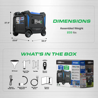 DuroMax 13,500 Watt Portable Dual Fuel Inverter Generator w/ CO Alert